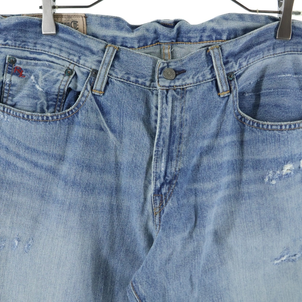 POLO RALPH LAUREN(ポロラルフローレン) マルチポケット 革パッチ ダメージ加工 ジップアップ デニムパンツ インディゴ 09832