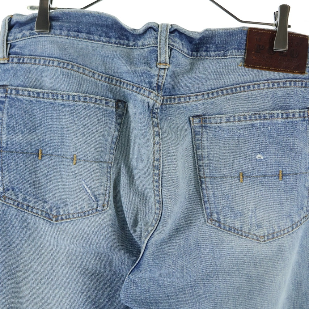 POLO RALPH LAUREN(ポロラルフローレン) マルチポケット 革パッチ ダメージ加工 ジップアップ デニムパンツ インディゴ 09832