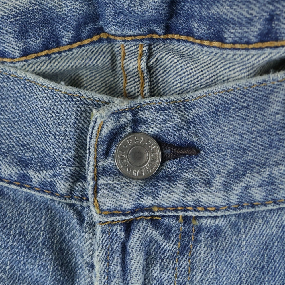 POLO RALPH LAUREN(ポロラルフローレン) マルチポケット 革パッチ ダメージ加工 ジップアップ デニムパンツ インディゴ 09832