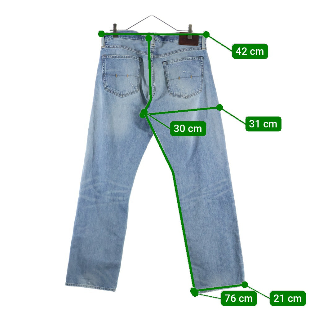 POLO RALPH LAUREN(ポロラルフローレン) マルチポケット 革パッチ ダメージ加工 ジップアップ デニムパンツ インディゴ 09832