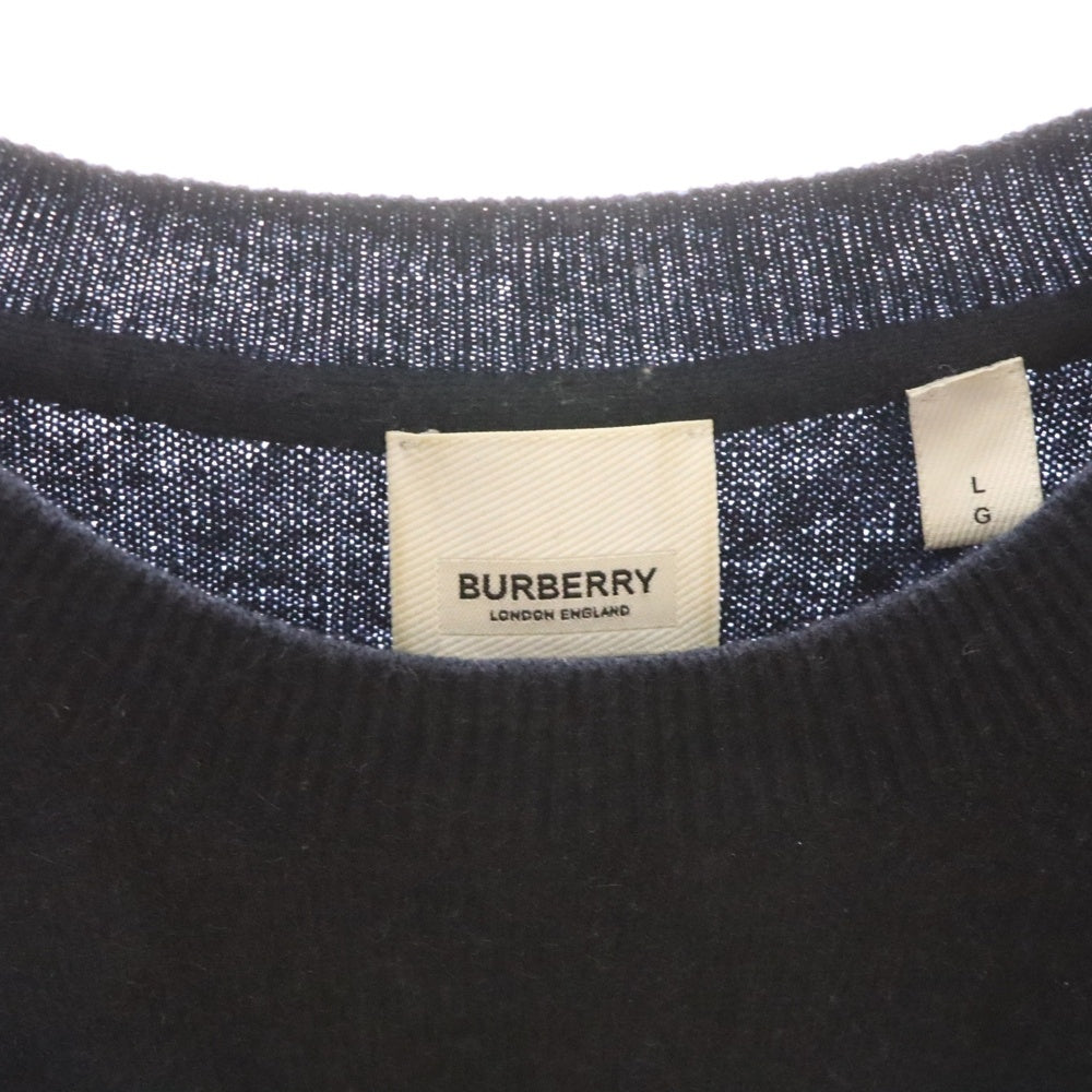 BURBERRY(バーバリー) カシミヤ エンブロイダリー クルーネック セーター ネイビー 8018645