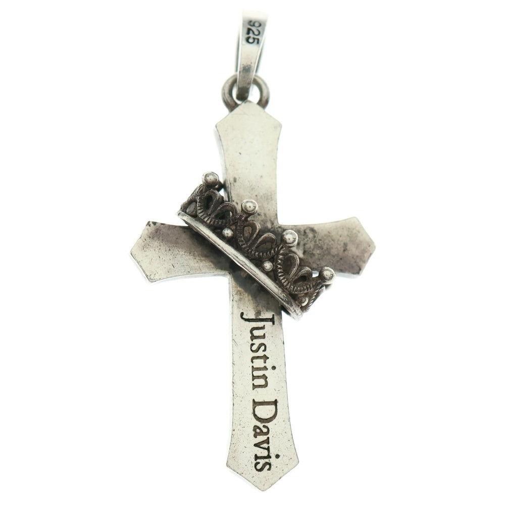 Justin Davis(ジャスティンデイヴィス) CROSS WITH CROWN/STONE クロス クラウン ペンダントトップ シルバー