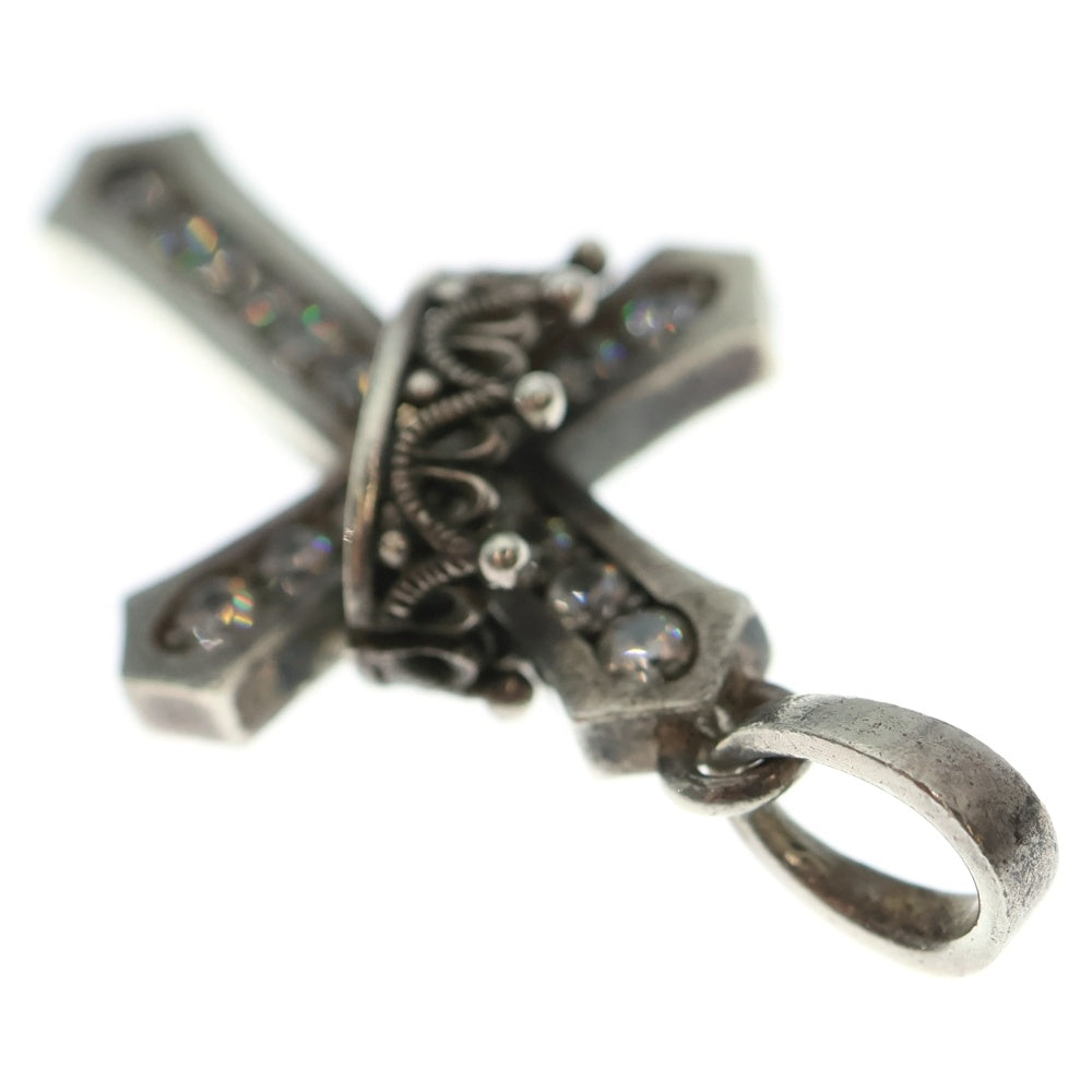 Justin Davis(ジャスティンデイヴィス) CROSS WITH CROWN/STONE クロス クラウン ペンダントトップ シルバー