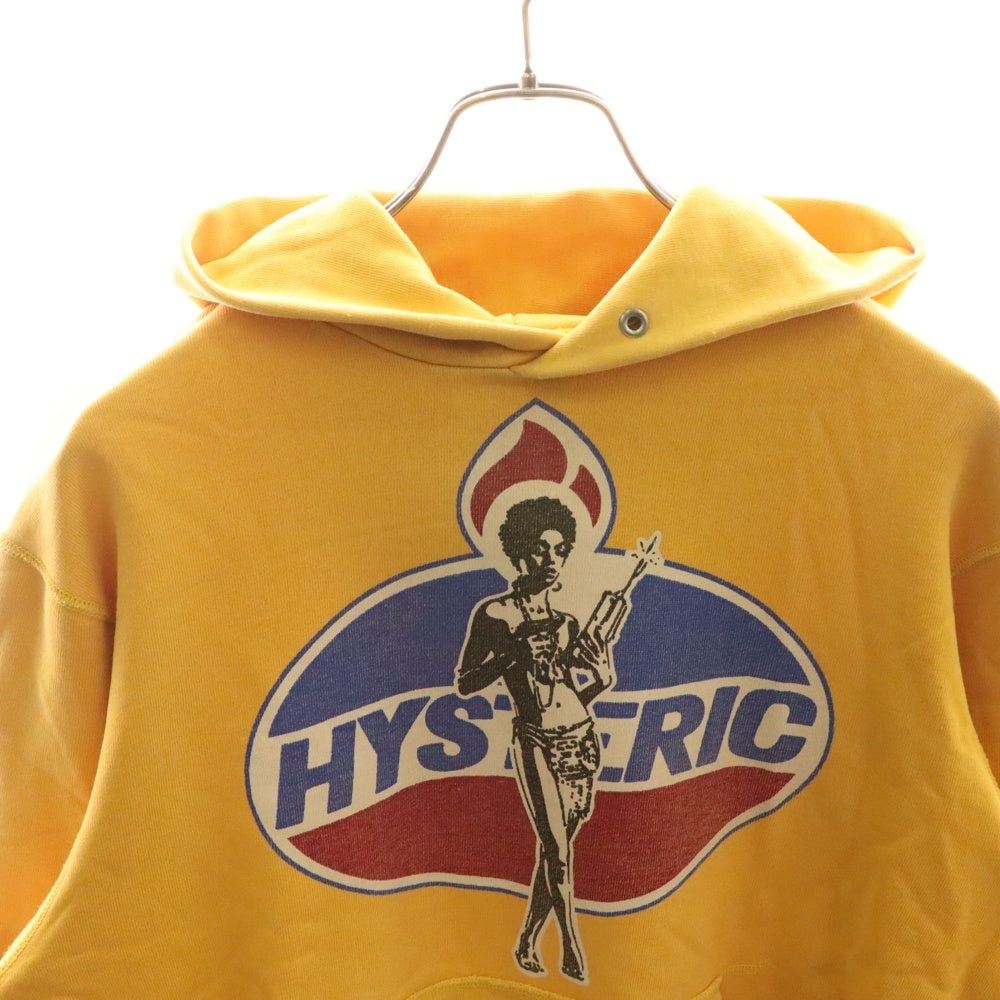 HYSTERIC GLAMOUR(ヒステリックグラマー) ガールロゴプリント スウェット プルオーバーパーカー イエロー 2CF-4515