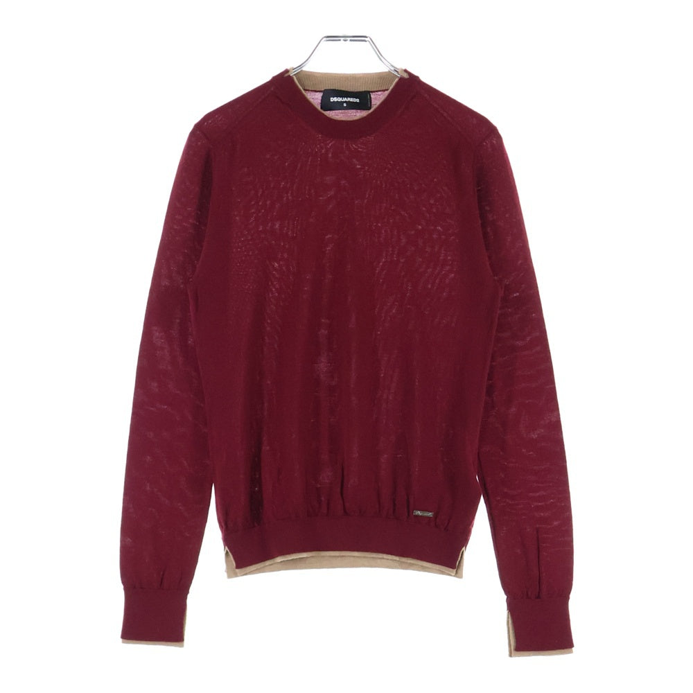 DSQUARED2(ディースクエアード) レイヤード リブ ロングスリーブ 長袖Tシャツ カットソー レディース バーガンディー S75HA0780 S14586
