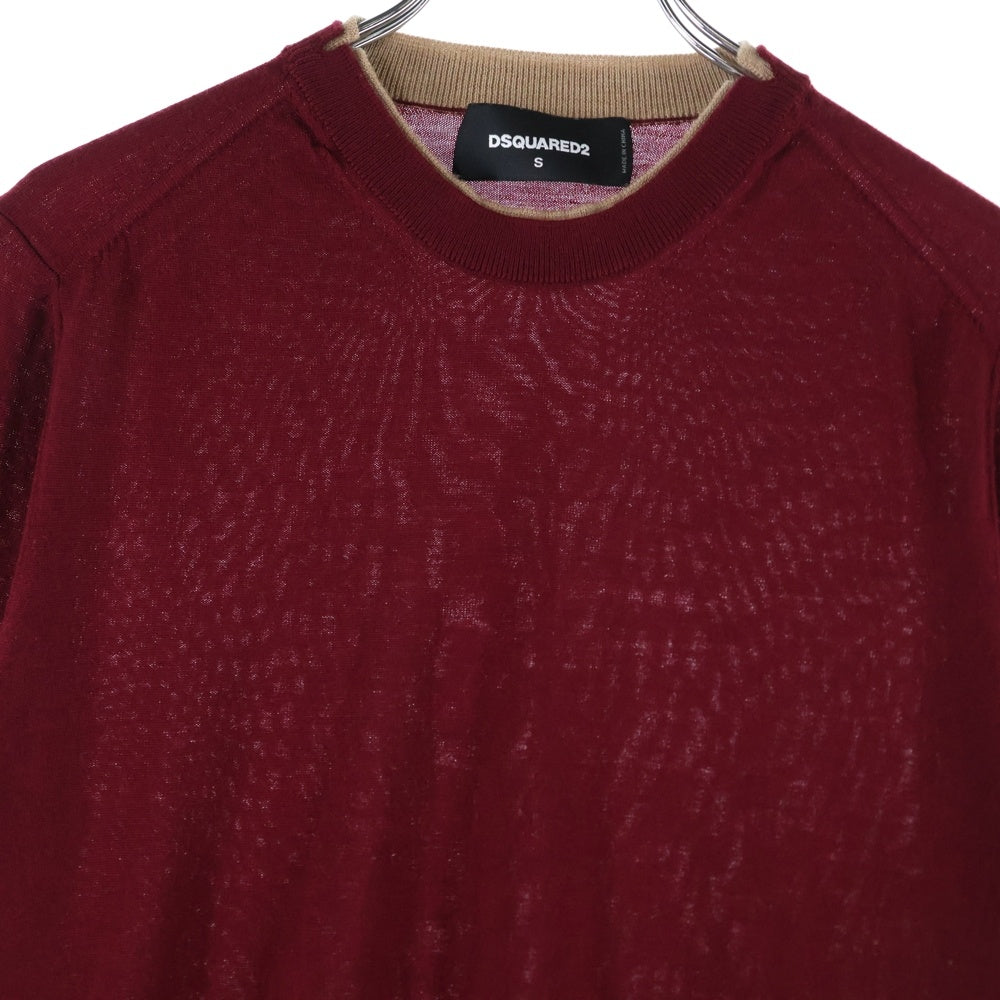 DSQUARED2(ディースクエアード) レイヤード リブ ロングスリーブ 長袖Tシャツ カットソー レディース バーガンディー S75HA0780 S14586