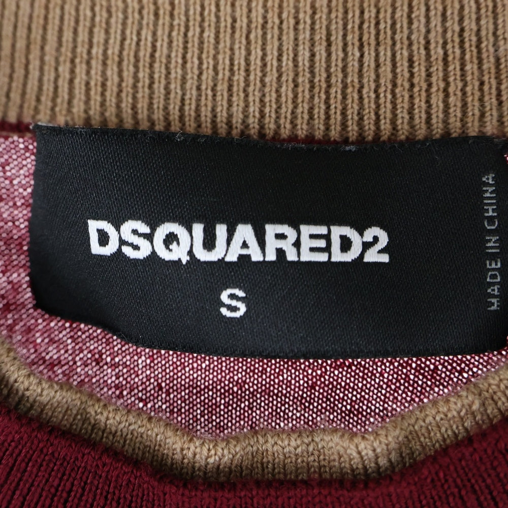 DSQUARED2(ディースクエアード) レイヤード リブ ロングスリーブ 長袖Tシャツ カットソー レディース バーガンディー S75HA0780 S14586