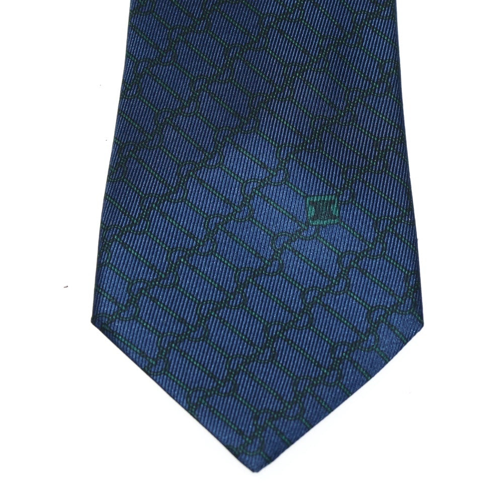 CELINE(セリーヌ) トリオンフ ホースビット 総柄 シルクタイ ネクタイ ブルー