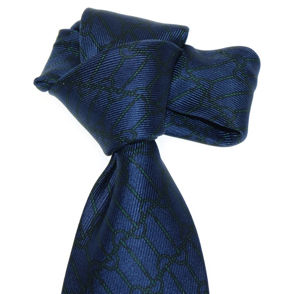 CELINE(セリーヌ) トリオンフ ホースビット 総柄 シルクタイ ネクタイ ブルー