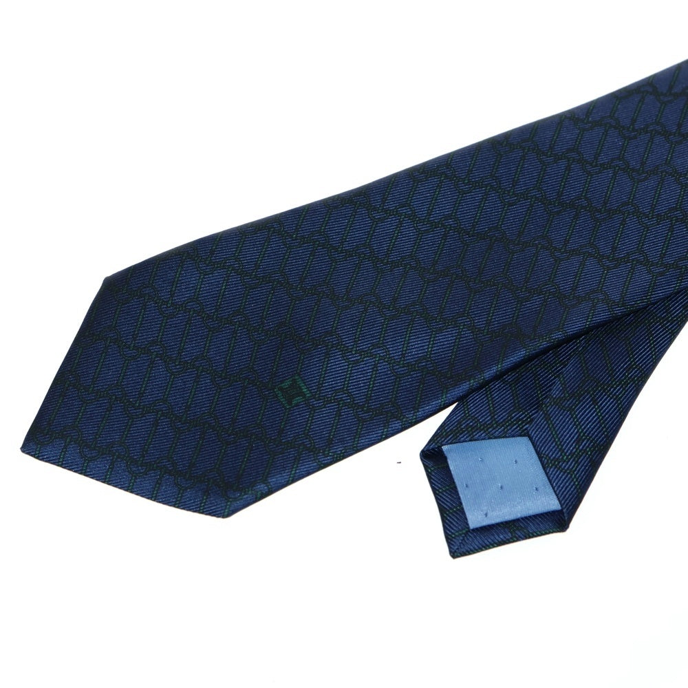 CELINE(セリーヌ) トリオンフ ホースビット 総柄 シルクタイ ネクタイ ブルー