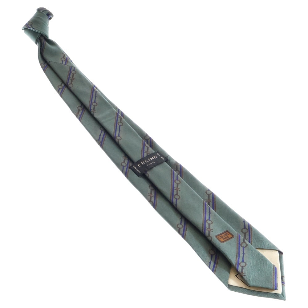 CELINE(セリーヌ) トリオンフ ホースビット シルクタイ ネクタイ グリーン