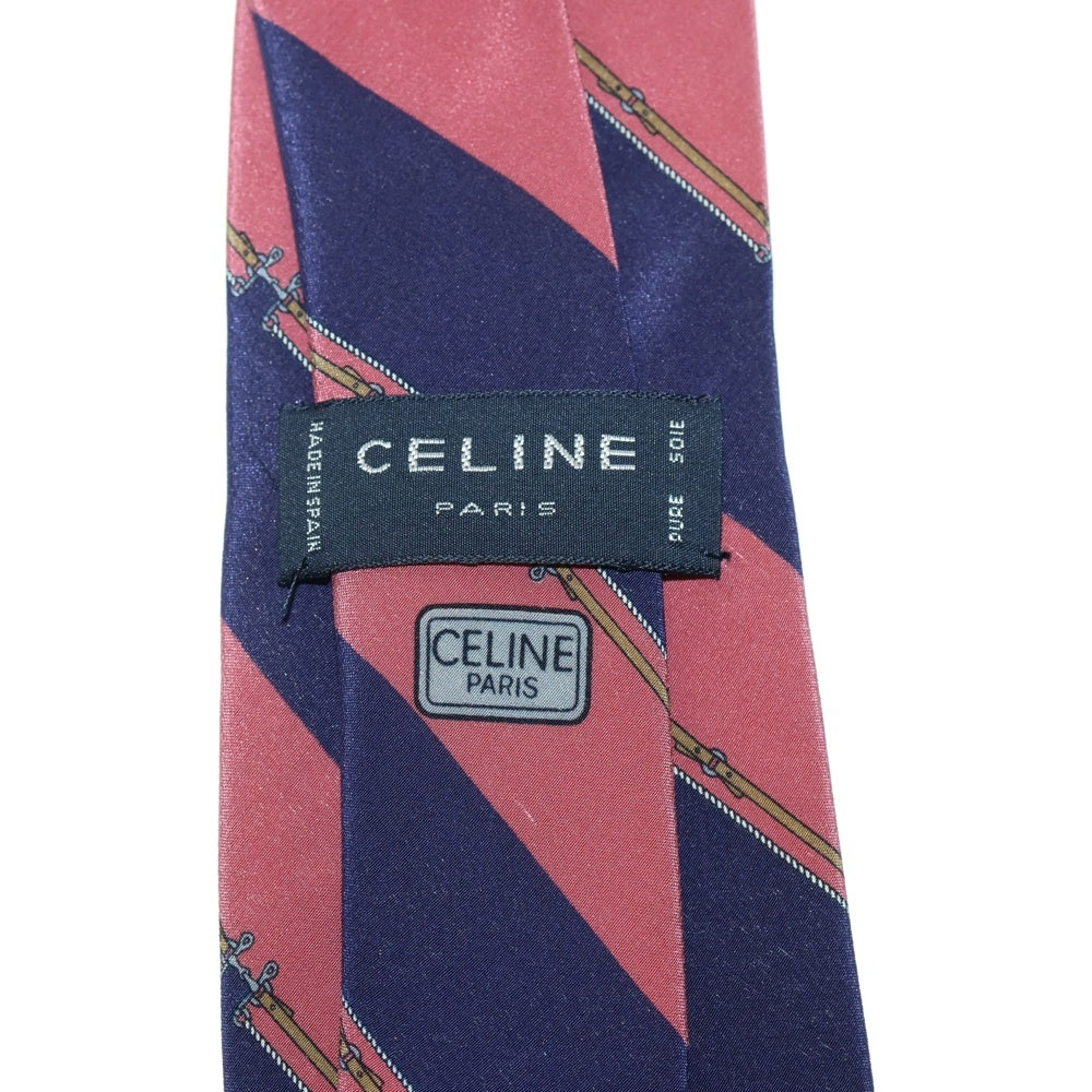 CELINE(セリーヌ) トリオンフ ストライプ シルクタイ ネクタイ パープル/ピンク