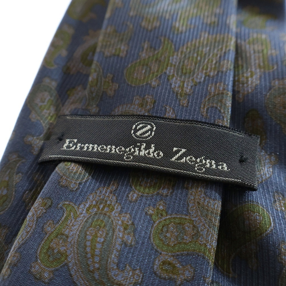 Ermenegildo Zegna(エルメネジルドゼニア) ゾウリムシ 総柄 シルクタイ ネクタイ ブルー