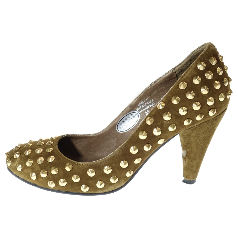 NO BRAND(ノーブランド) HAVABA(ハバナ)スタッズ スウェード パンプス ブラウン レディース