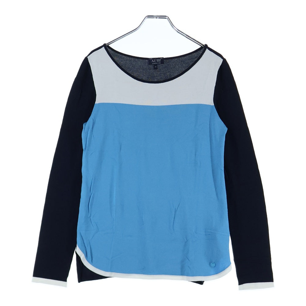 ARMANI JEANS(アルマーニ ジーンズ) クルーネック ニット セーター ブルー/ホワイト レディース