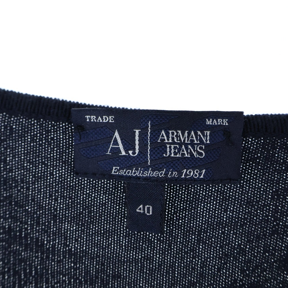 ARMANI JEANS(アルマーニ ジーンズ) クルーネック ニット セーター ブルー/ホワイト レディース
