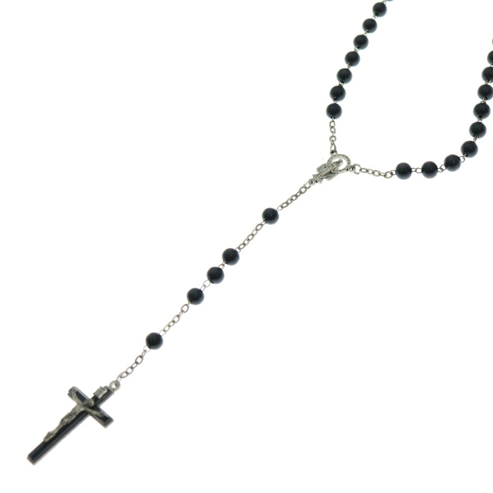 DOLCE & GABBANA(ドルチェアンドガッバーナ) ロザリオ クロスネックレス ブラック/シルバー