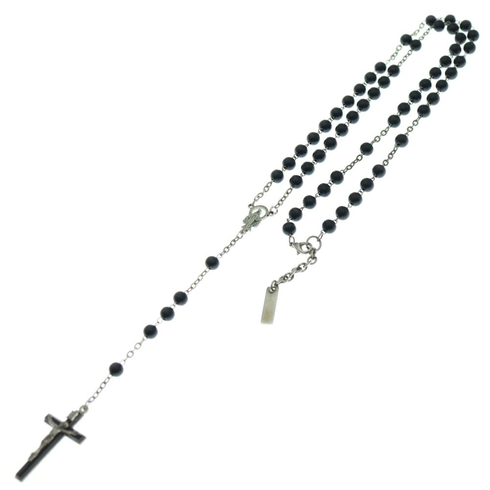 DOLCE & GABBANA(ドルチェアンドガッバーナ) ロザリオ クロスネックレス ブラック/シルバー