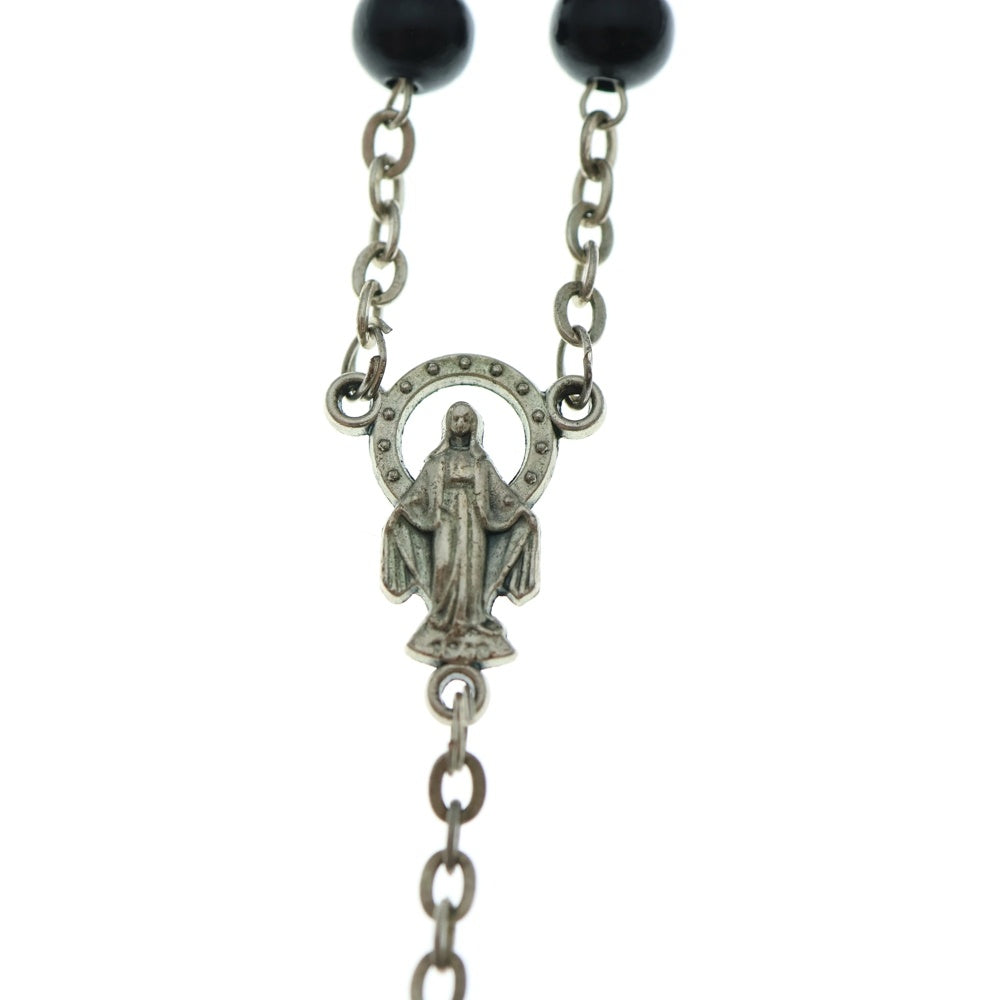 DOLCE & GABBANA(ドルチェアンドガッバーナ) ロザリオ クロスネックレス ブラック/シルバー