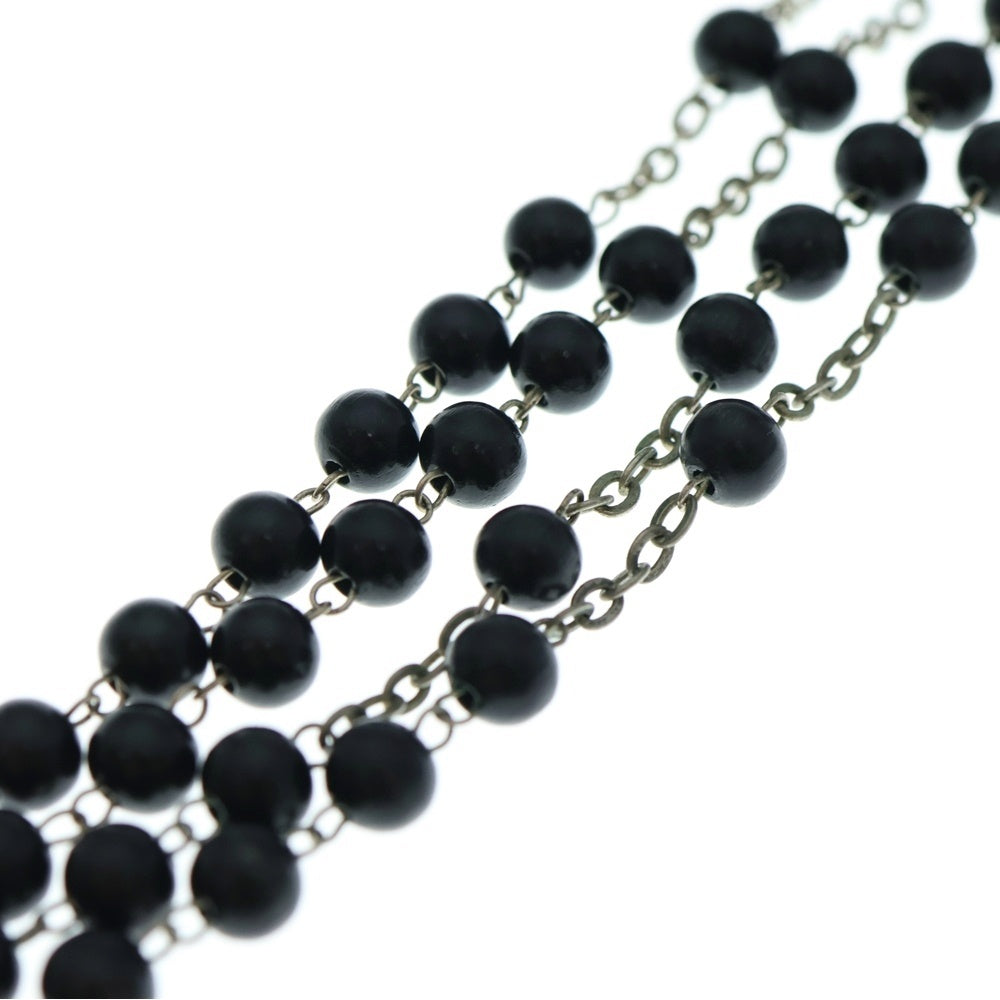 DOLCE & GABBANA(ドルチェアンドガッバーナ) ロザリオ クロスネックレス ブラック/シルバー