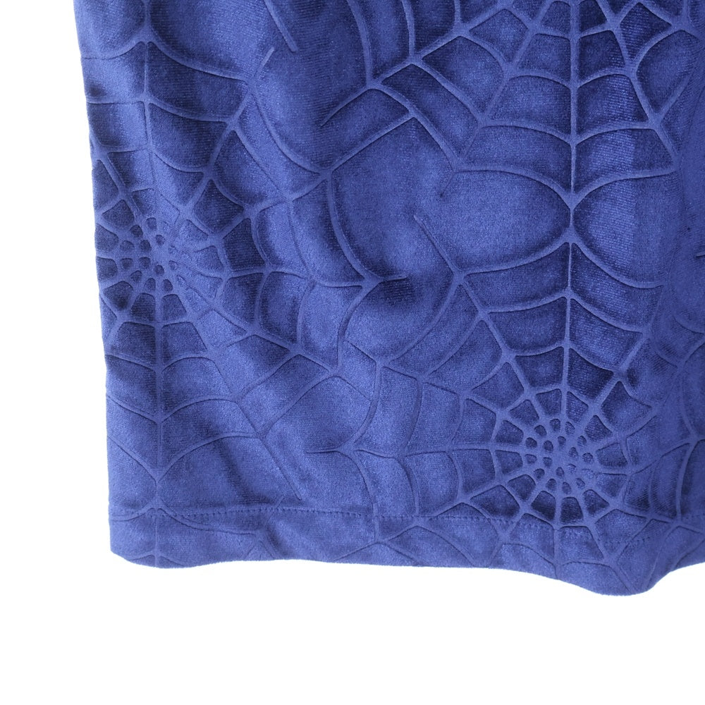SUPREME(シュプリーム) 21AW Spider Web Velvet S/S Shirt 蜘蛛の巣総柄 ベルベット 半袖シャツ ブルー
