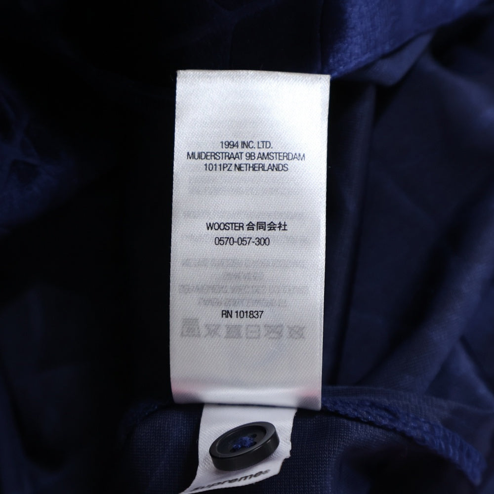 SUPREME(シュプリーム) 21AW Spider Web Velvet S/S Shirt 蜘蛛の巣総柄 ベルベット 半袖シャツ ブルー