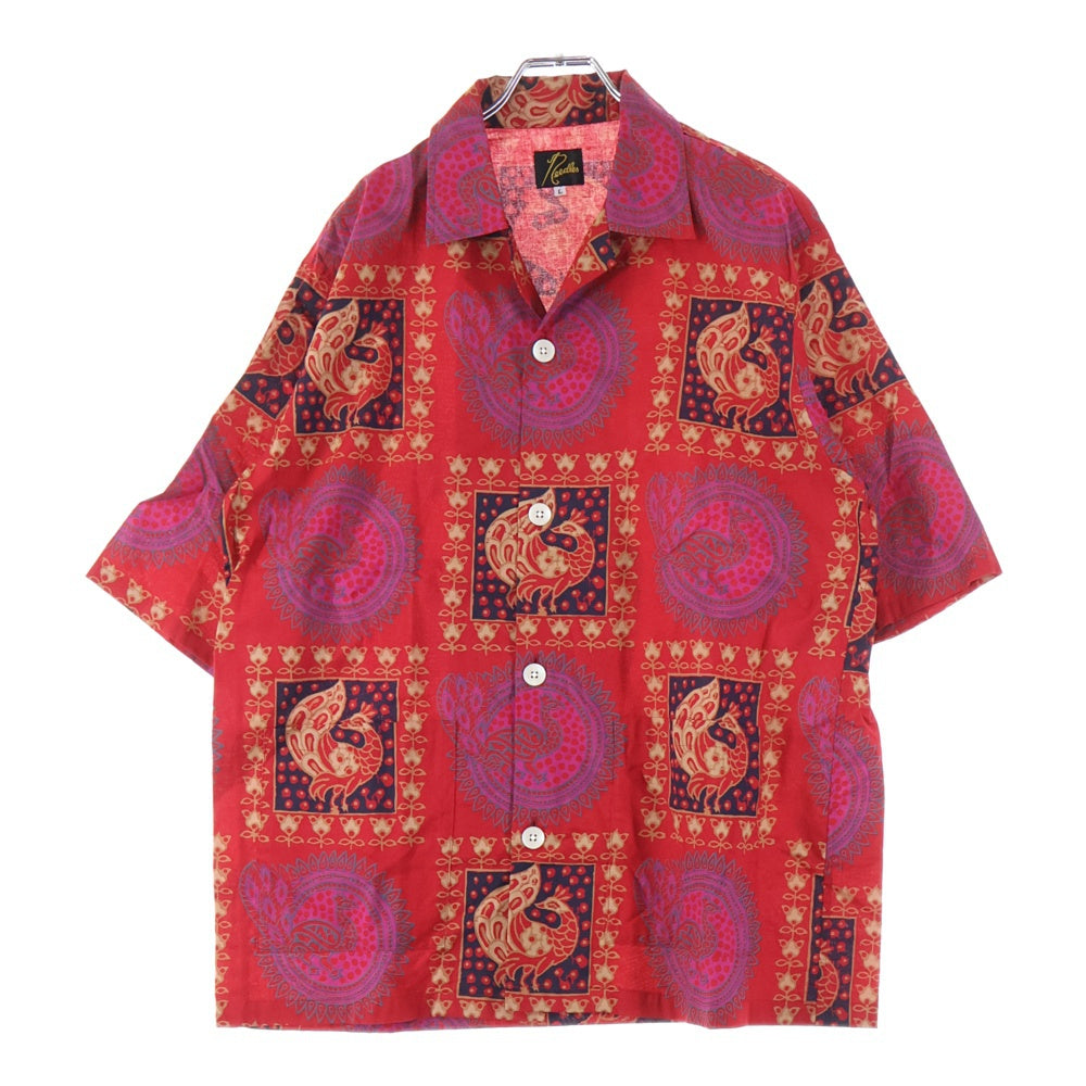 Needles(ニードルス) 22SS CAVANA SHIRT カバナシャツ 総柄 半袖オープンカラーシャツ レッド KP176