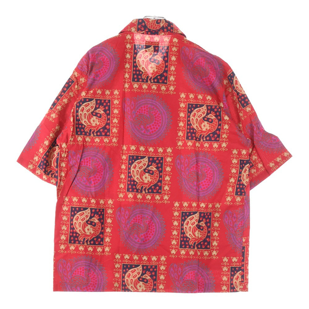 Needles(ニードルス) 22SS CAVANA SHIRT カバナシャツ 総柄 半袖オープンカラーシャツ レッド KP176