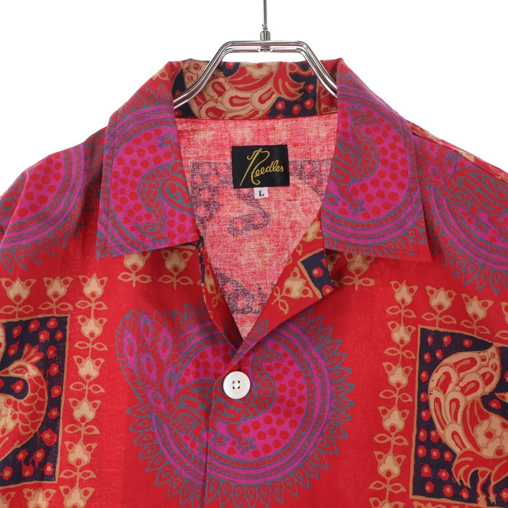 Needles(ニードルス) 22SS CAVANA SHIRT カバナシャツ 総柄 半袖オープンカラーシャツ レッド KP176
