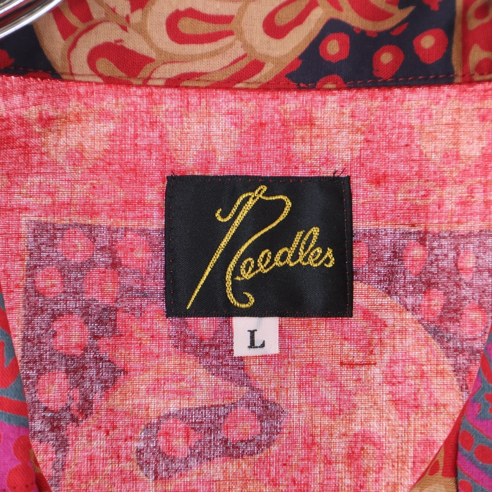 Needles(ニードルス) 22SS CAVANA SHIRT カバナシャツ 総柄 半袖オープンカラーシャツ レッド KP176