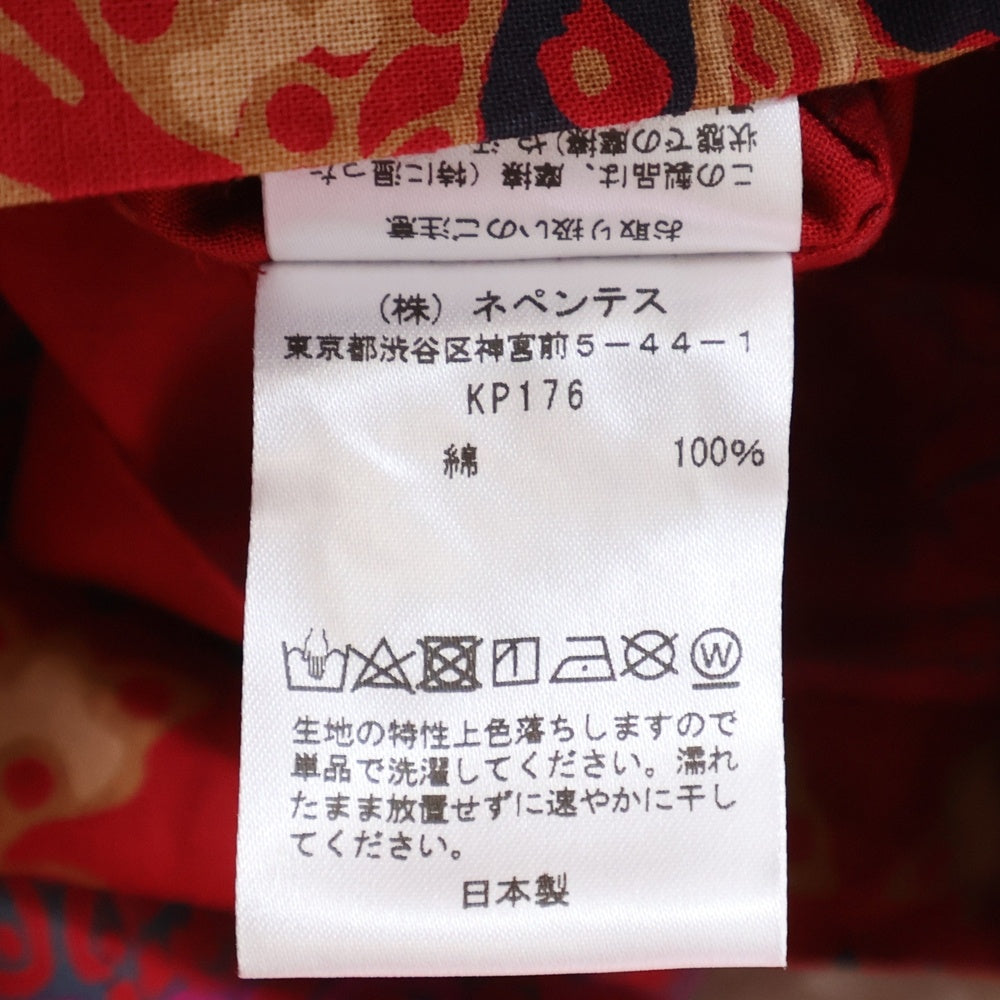 Needles(ニードルス) 22SS CAVANA SHIRT カバナシャツ 総柄 半袖オープンカラーシャツ レッド KP176