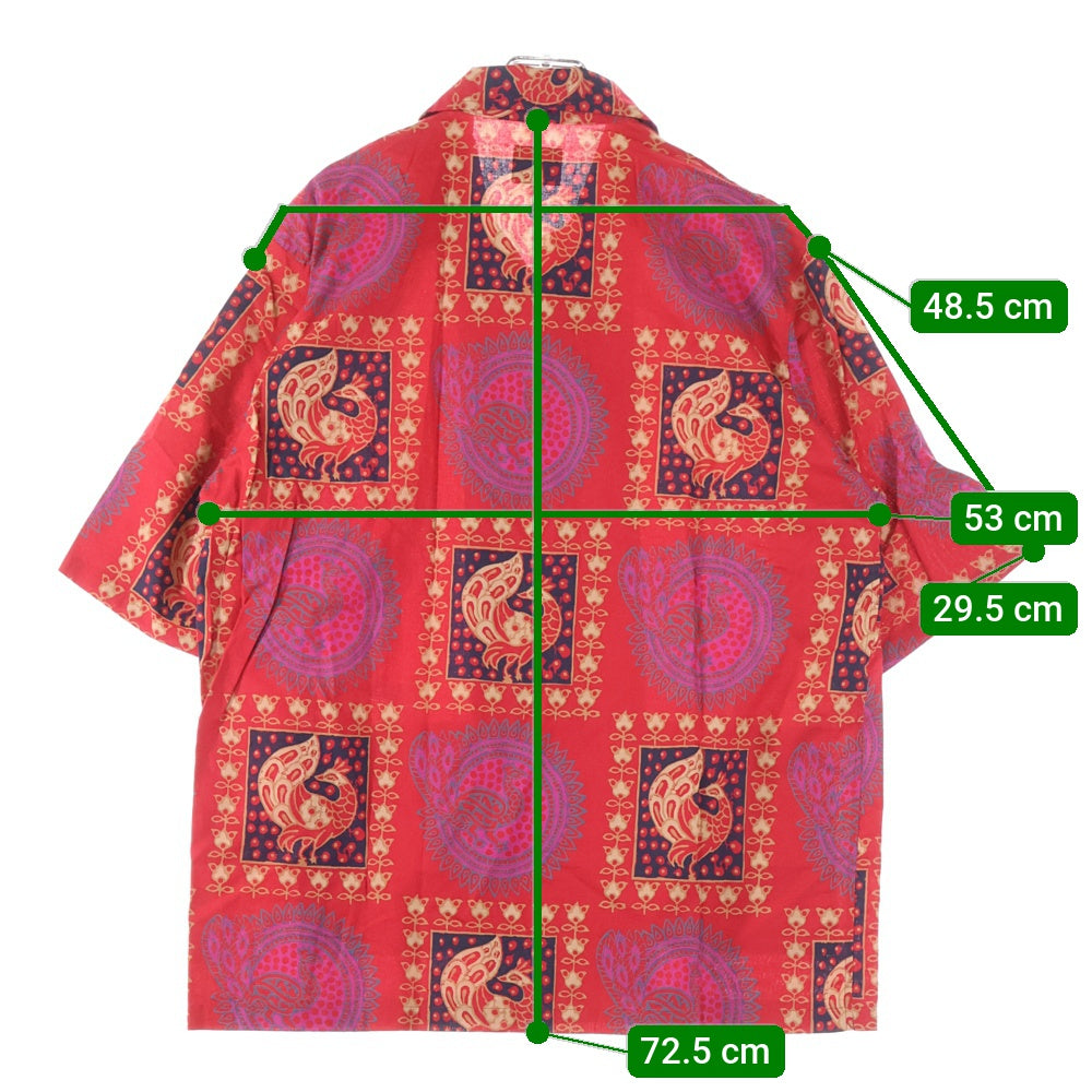Needles(ニードルス) 22SS CAVANA SHIRT カバナシャツ 総柄 半袖オープンカラーシャツ レッド KP176