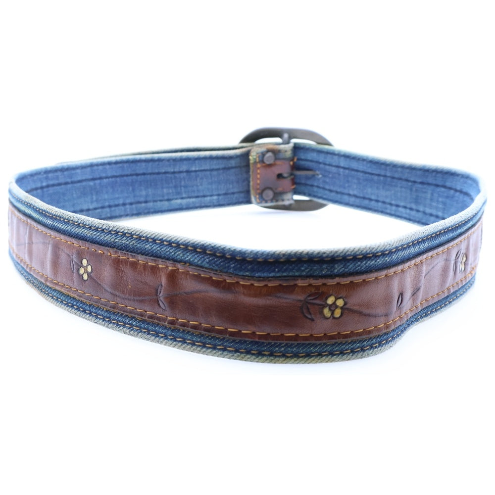 Levi's(リーバイス) 70S VINTAGE ヴィンテージ オレンジタブ レザーデニム切替ベルト インディゴ/ブラウン