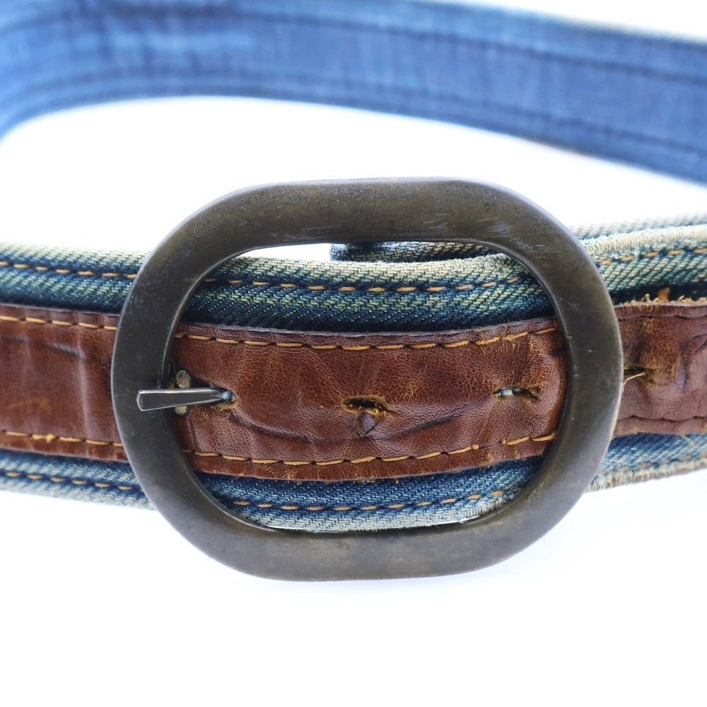 Levi's(リーバイス) 70S VINTAGE ヴィンテージ オレンジタブ レザーデニム切替ベルト インディゴ/ブラウン