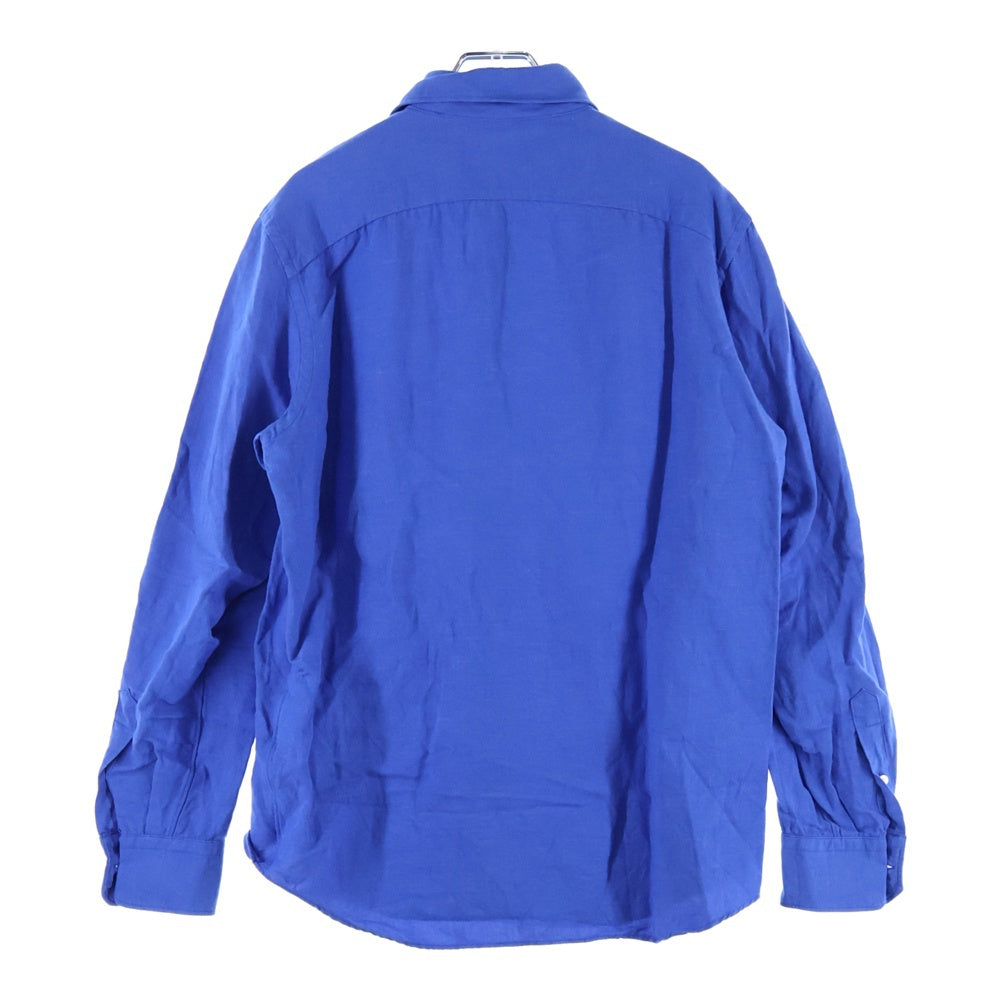 EDIFICE(エディフィス) リネン混 レギュラーカラー 長袖シャツ ブルー EY43