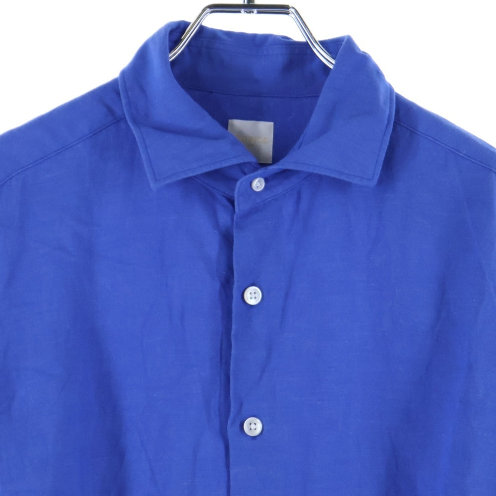 EDIFICE(エディフィス) リネン混 レギュラーカラー 長袖シャツ ブルー EY43