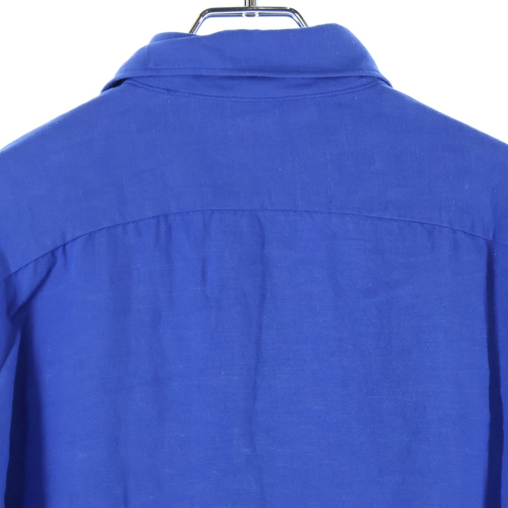 EDIFICE(エディフィス) リネン混 レギュラーカラー 長袖シャツ ブルー EY43