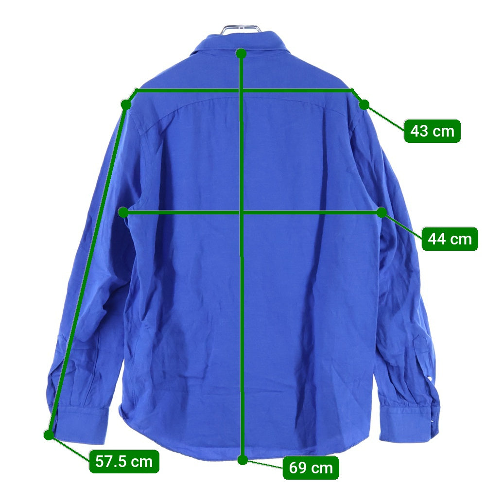 EDIFICE(エディフィス) リネン混 レギュラーカラー 長袖シャツ ブルー EY43