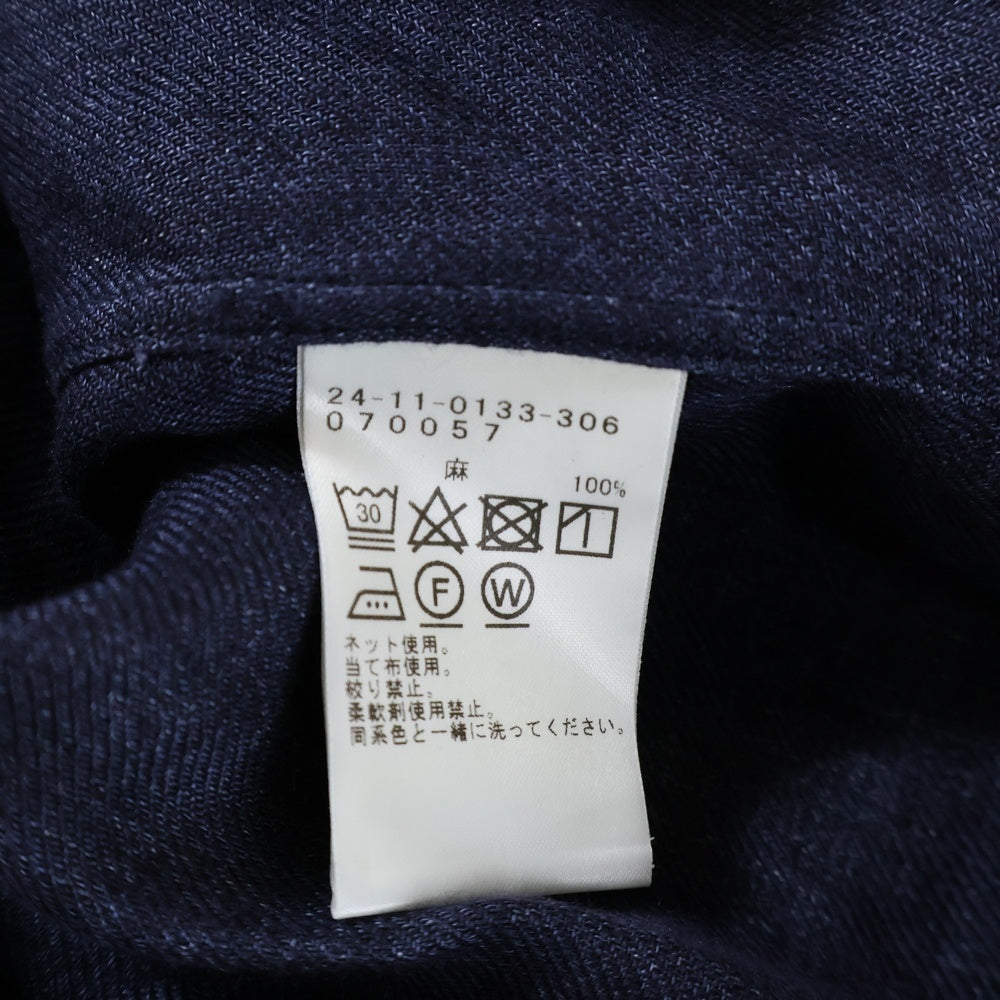 Brilla per il gusto(ブリッラ ペル イル グスト) リネン ソリッド オープンカラー 長袖シャツ ネイビー 24-11-0133-306