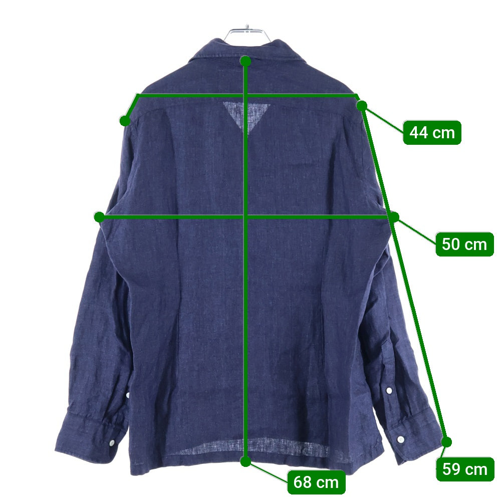 Brilla per il gusto(ブリッラ ペル イル グスト) リネン ソリッド オープンカラー 長袖シャツ ネイビー 24-11-0133-306