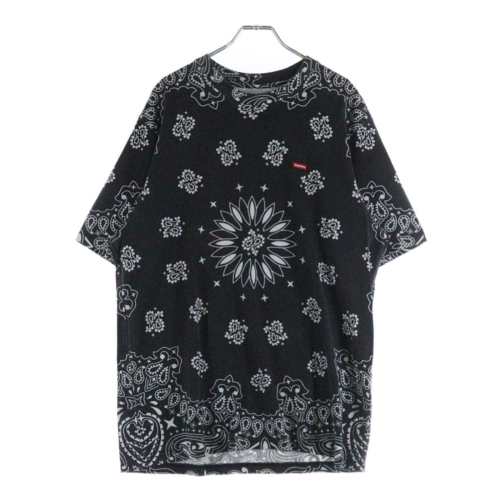 SUPREME(シュプリーム) 21SS Bandana Small box Tee バンダナ総柄 スモールボックスロゴTシャツ 半袖クルーネックカットソー ブラック