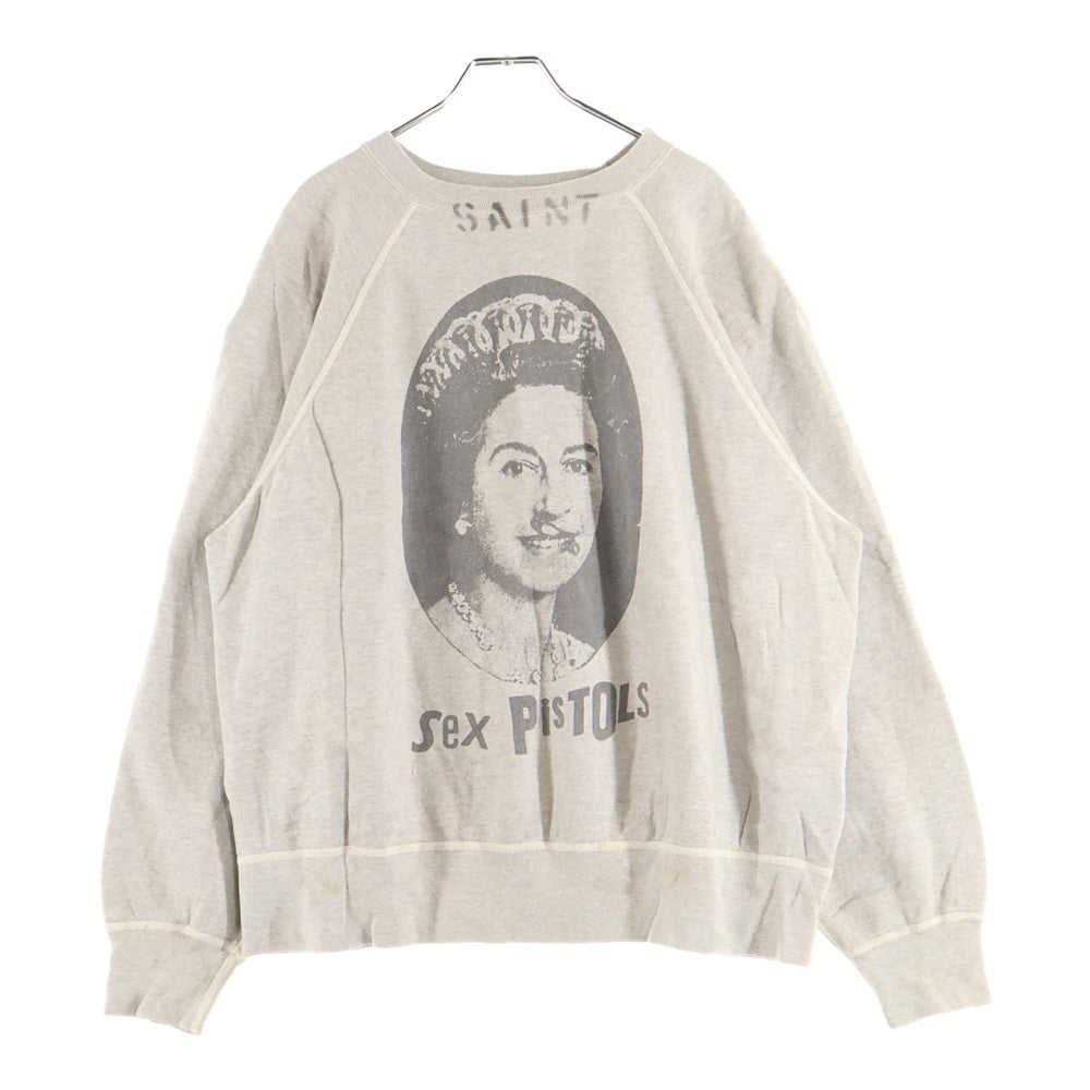 SAINT MICHAEL(セントマイケル) 24AW ×Sex PiSTOLS SP_CREW SWT QUEEN GRAY セックスピストルズ クイーン 両面プリント クルーネック スウェット トレーナー グレー SM-YS1-0000-C23