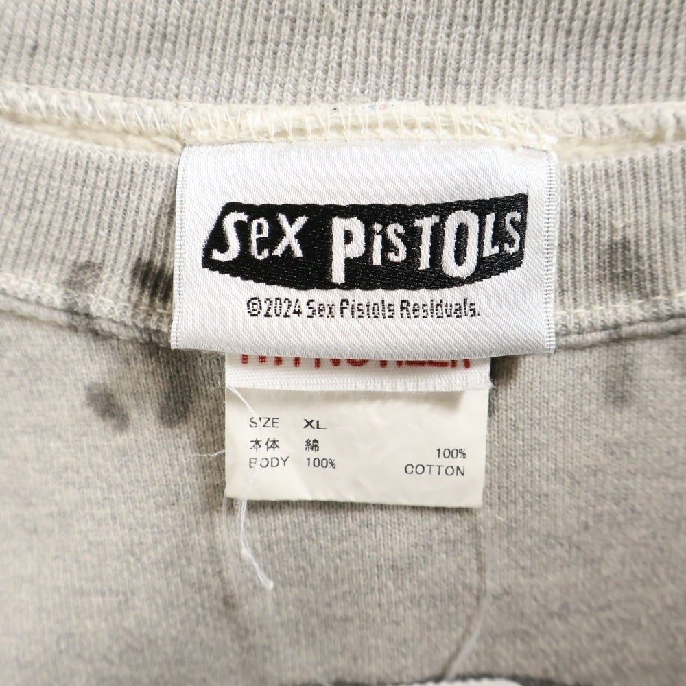 SAINT MICHAEL(セントマイケル) 24AW ×Sex PiSTOLS SP_CREW SWT QUEEN GRAY セックスピストルズ クイーン 両面プリント クルーネック スウェット トレーナー グレー SM-YS1-0000-C23