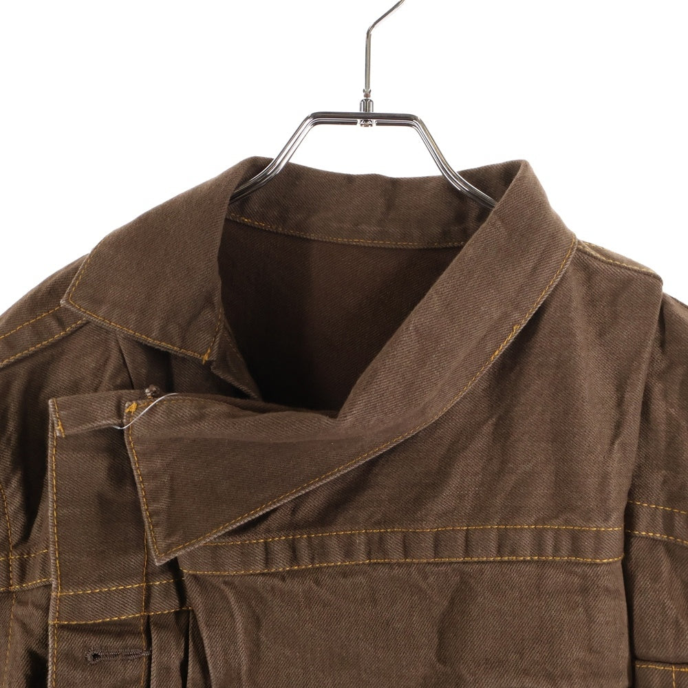 Sacai(サカイ) WOMEN'S ASYMMETRIC DENIM JACKET ウィメンズ アシンメトリー デニムジャケット レディース ブラウン 25-07955