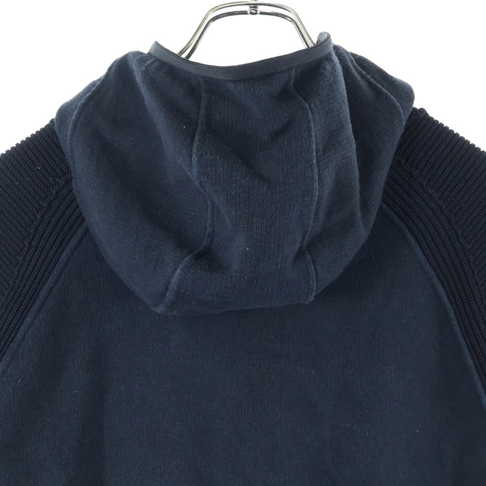 STONE ISLAND(ストーンアイランド) ニット切替 裏起毛 コンパスパッチ スウェット プルオーバーパーカー ブラック 651565836