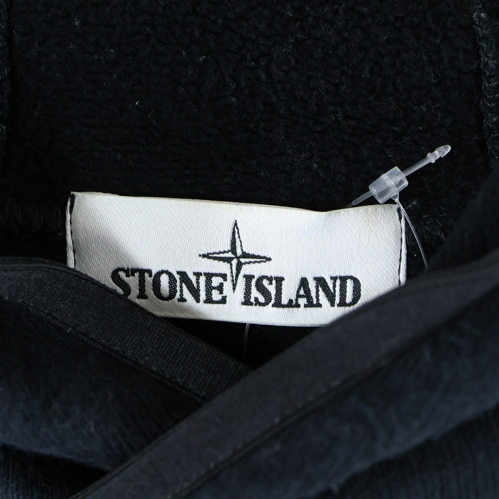 STONE ISLAND(ストーンアイランド) ニット切替 裏起毛 コンパスパッチ スウェット プルオーバーパーカー ブラック 651565836
