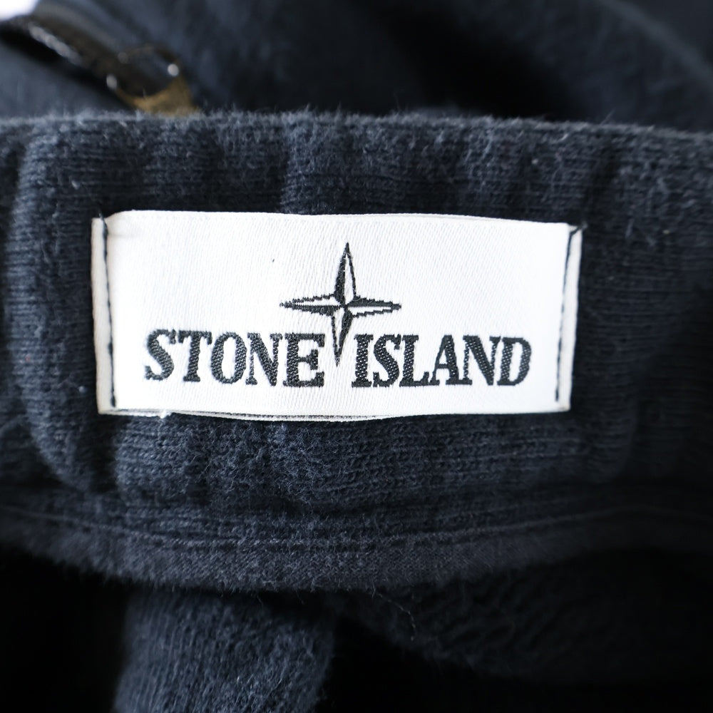 STONE ISLAND(ストーンアイランド) バックロゴプリント ニット切替 裏起毛 スウェット ジョガーパンツ ブラック 651565936