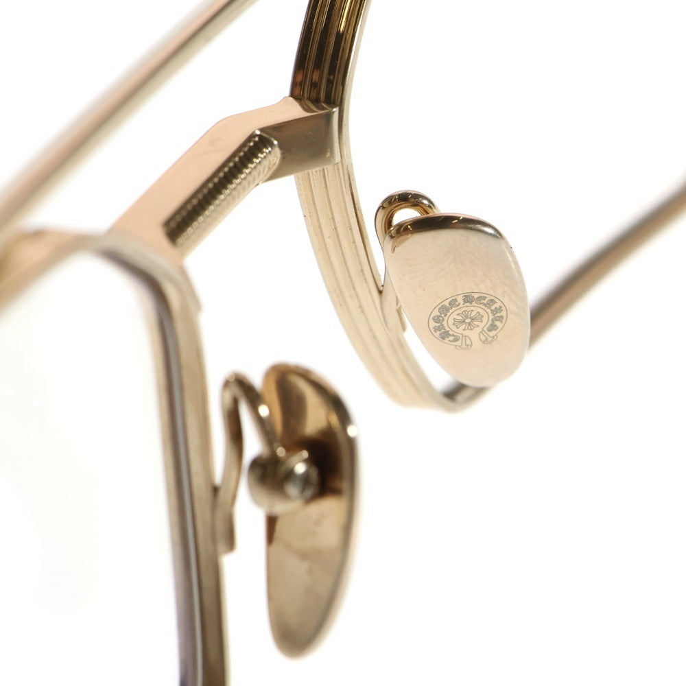CHROME HEARTS(クロムハーツ) GUSHER ガッシャー CHクロステンプル ダブルブリッジ スクエアフレーム サングラス メガネ ゴールド