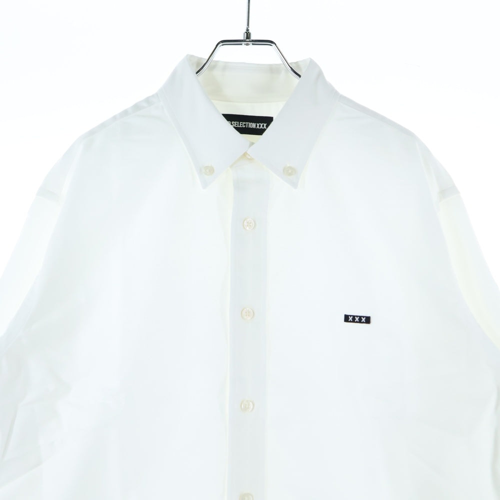 GOD SELECTION XXX(ゴッドセレクショントリプルエックス) B.D SHIRT ミニボックスロゴパッチ ボタンダウン ロングスリーブ 長袖シャツ ホワイト