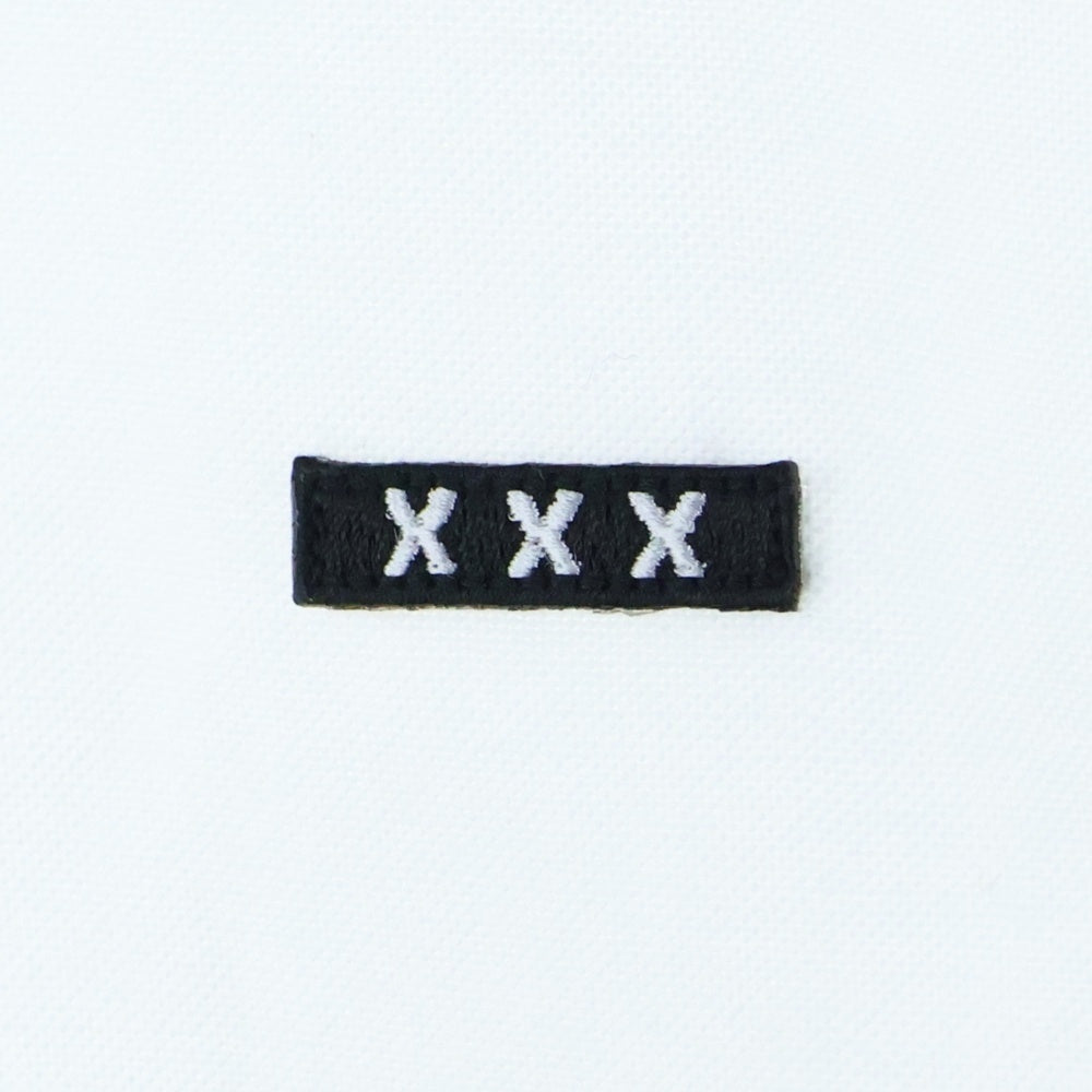 GOD SELECTION XXX(ゴッドセレクショントリプルエックス) B.D SHIRT ミニボックスロゴパッチ ボタンダウン ロングスリーブ 長袖シャツ ホワイト
